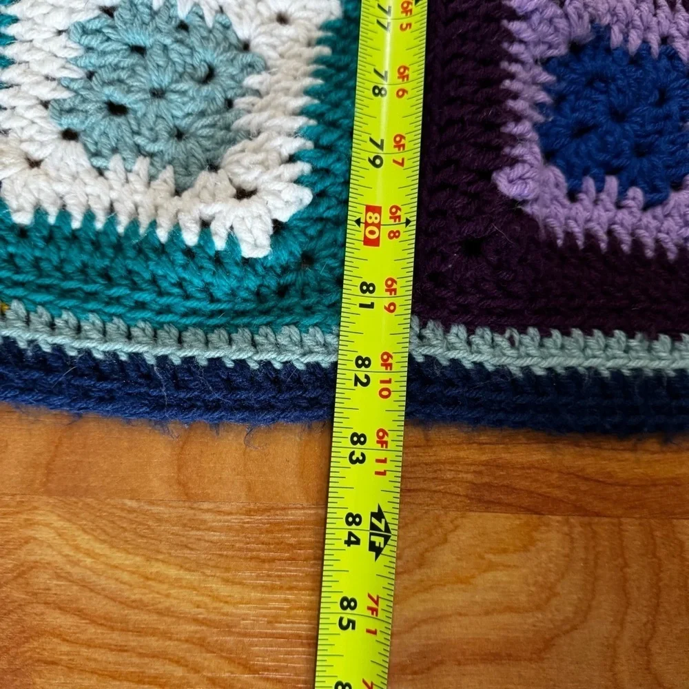 Beautiful Handmade Tightly Knit Granny Stitch Afghan 82” x 65” 120 Square 5 LBS!